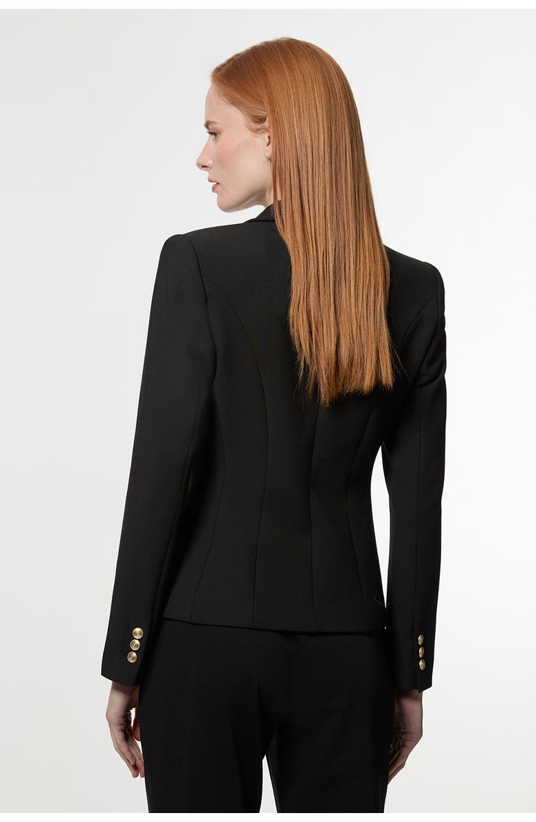 Karen Millen Petite Tailored Button Military Blazer, Alternate, color, Black