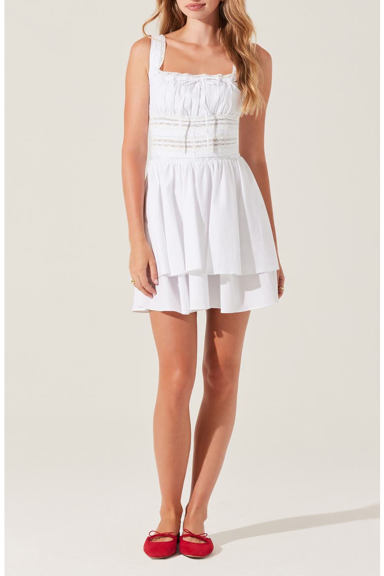 Melaine Lace Detail Cotton Blend Minidress, Main, color, WHITE