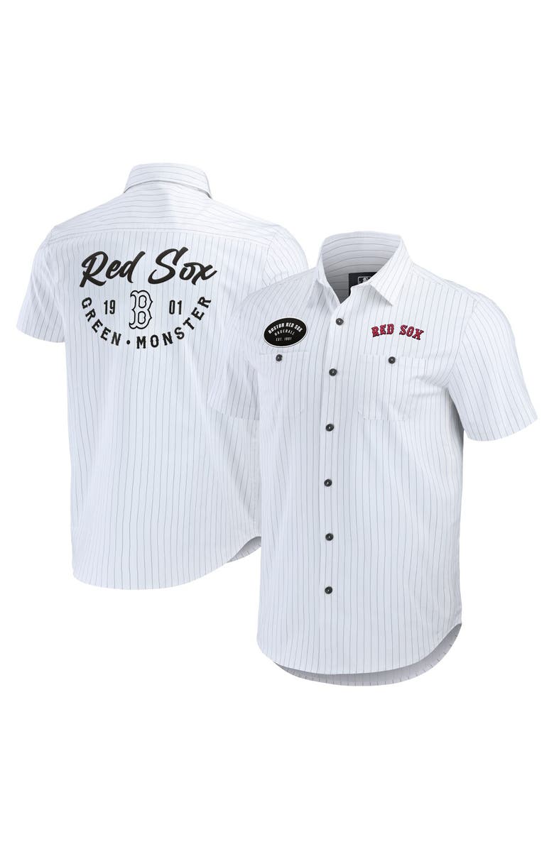 Darius Rucker Collection by Fanatics Men's Darius Rucker Collection by Fanatics White Boston Red Sox Pin Stripe Short Sleeve Button-Up Shirt, Main, color, White