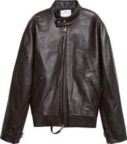 Courrèges Embroidered Leather Bomber Jacket