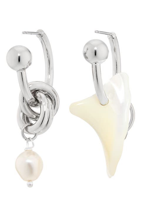 Tyler Mismatched Faux Pearl Earrings