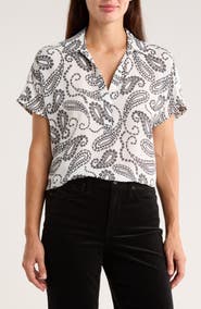 NYDJ Becky Split Neck Woven Top
