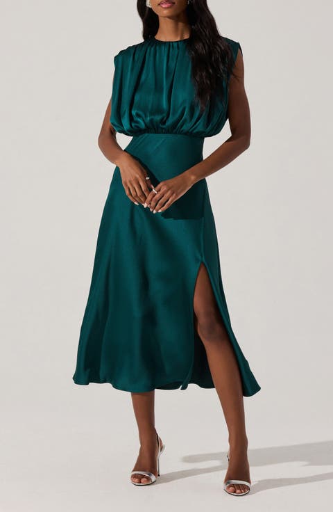 Cap Sleeve Satin Dress