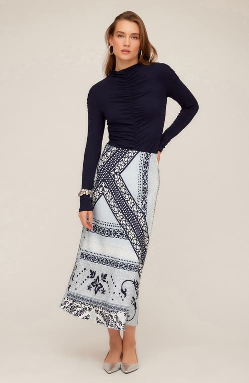 Fifteen Twenty Selena Ruched Rib Top In Blue