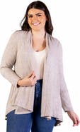 24seven Comfort Apparel Open Front Long Sleeve High Low Cozy Cardigan
