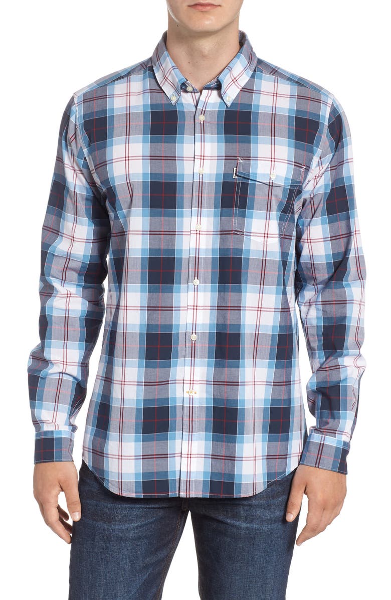 Barbour Cabin Tailored Fit Plaid Sport Shirt, Main, color, 