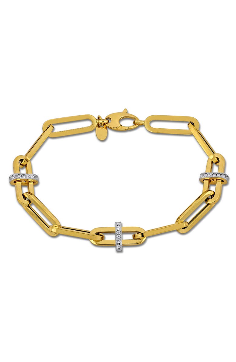 Julianna B. Cubic Zirconia Rondelle Paperclip Link Bracelet 14k, Main, color, 