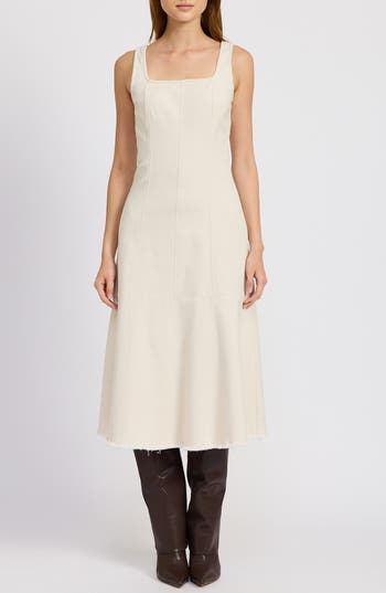 En Saison Gwendolyn Denim Midi Dress In White
