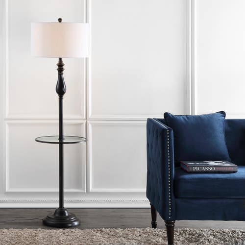 Jonathan Y Laine 60" Metal/glass Led Side Table And Floor Lamp, Oil Rubbed Bronze In Oil Rubbed Bronze