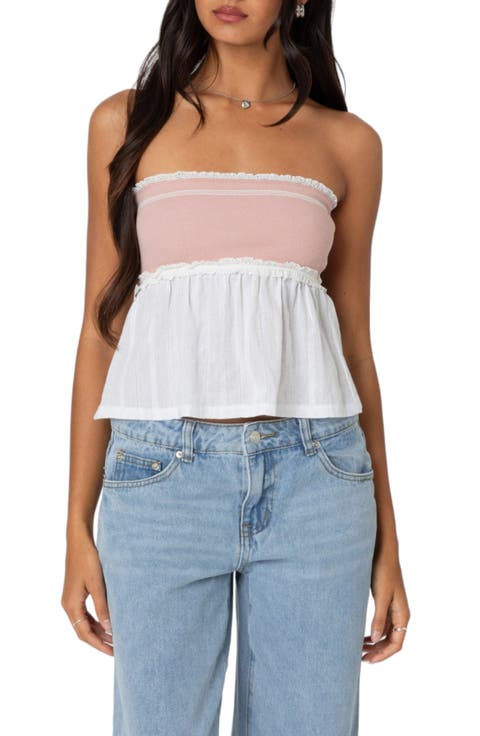 Rena Rib Peplum Tube Top
