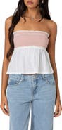 EDIKTED Rena Rib Peplum Tube Top
