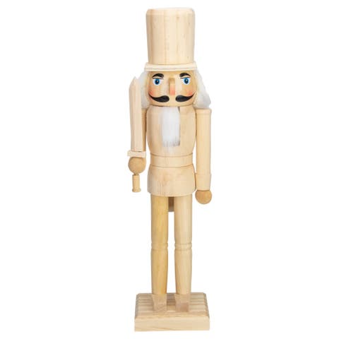 15" Unfinished Paintable Wooden Christmas Nutcracker with Sword