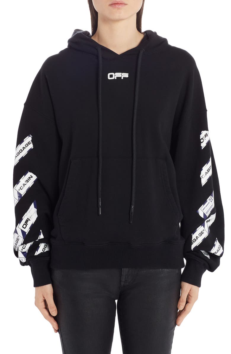 Off-White Airport Tape Logo Hoodie, Main, color, 