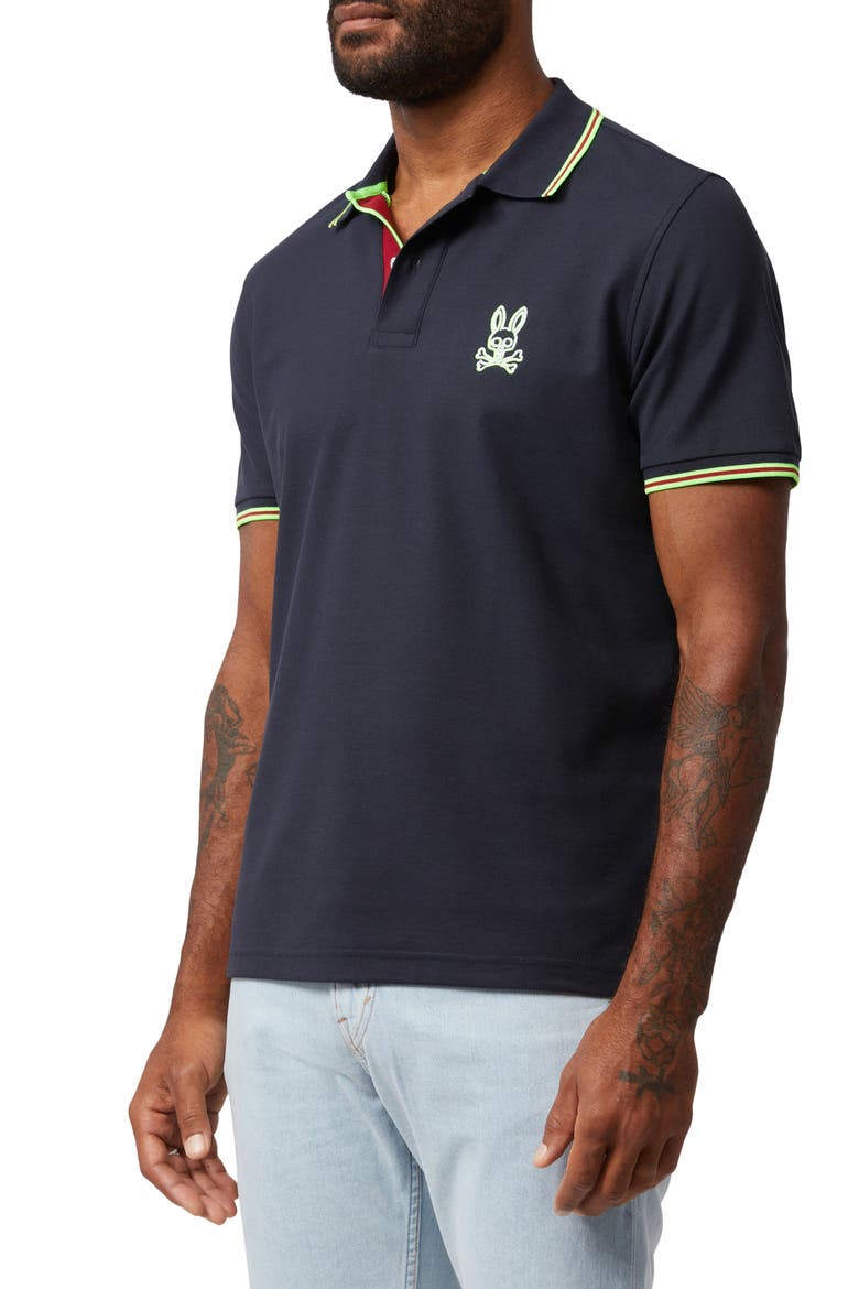Gresham Tipped Piqué Polo, Alternate, color, NAVY