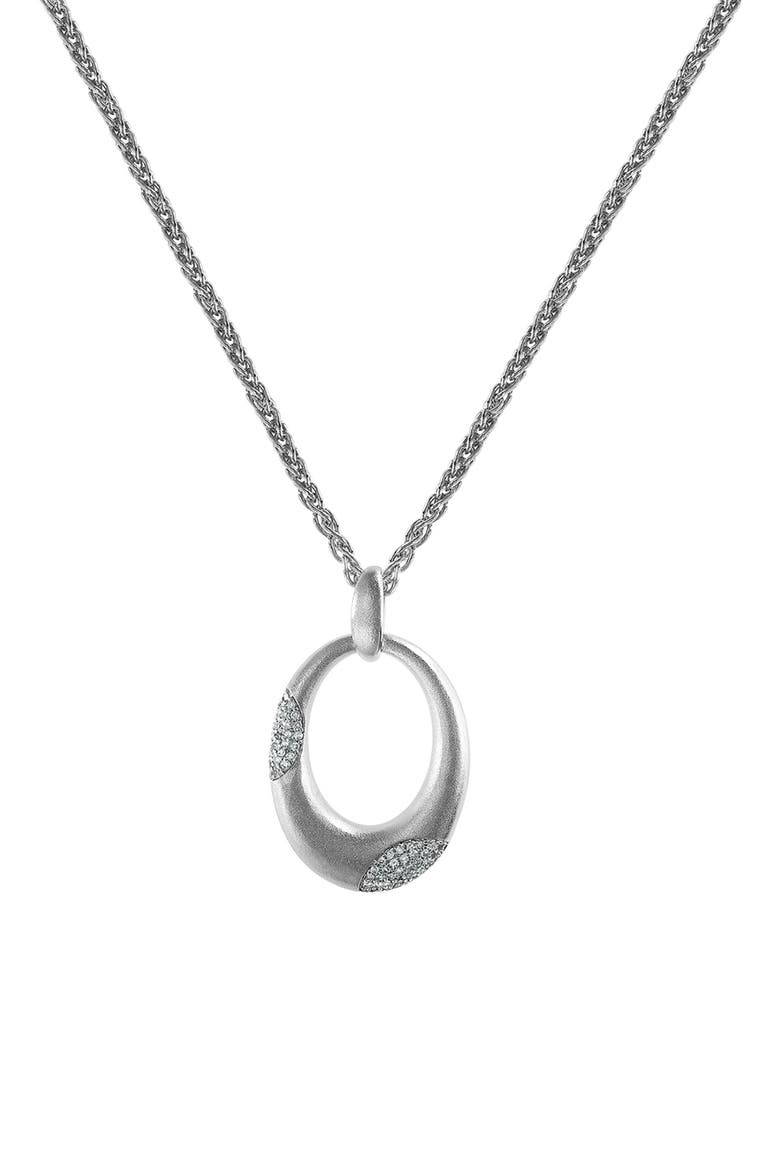 Diamond & Sterling Silver Oval Pendant Necklace - 0.29ctw, Alternate, color, SILVER