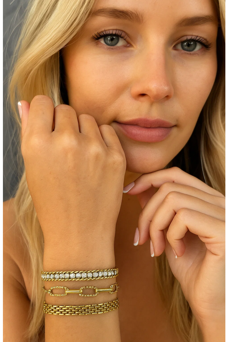 Amelia Sparkle Stack Adjustable CZ Chain Bracelet, Alternate, color, Gold