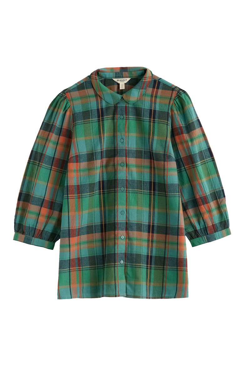 Hope Cottage Plaid Organic Cotton Blouse, Alternate, color, FLORABUNDA LENTIL