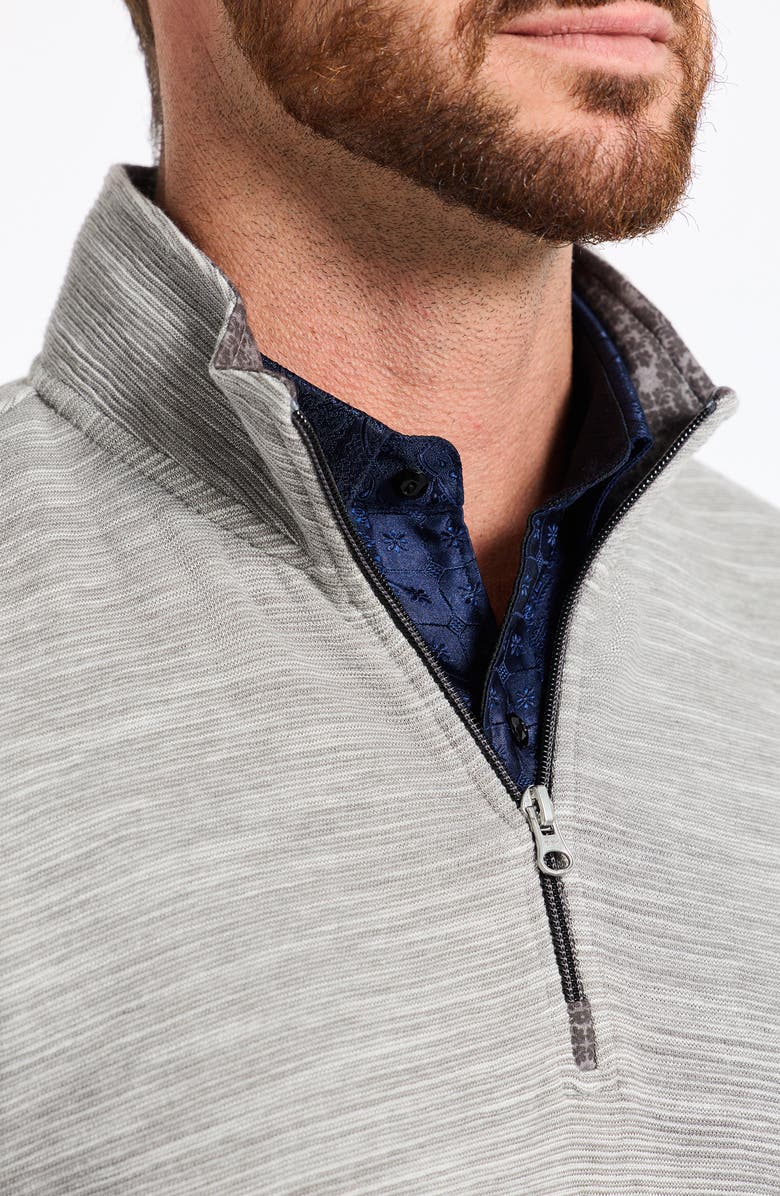 Robert Graham Ledson Space Dye Cotton Quarter Zip Top, Alternate, color, Charcoal