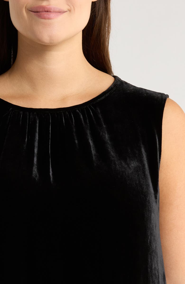 Eileen Fisher Sleeveless Velvet Midi Dress, Alternate, color, Black