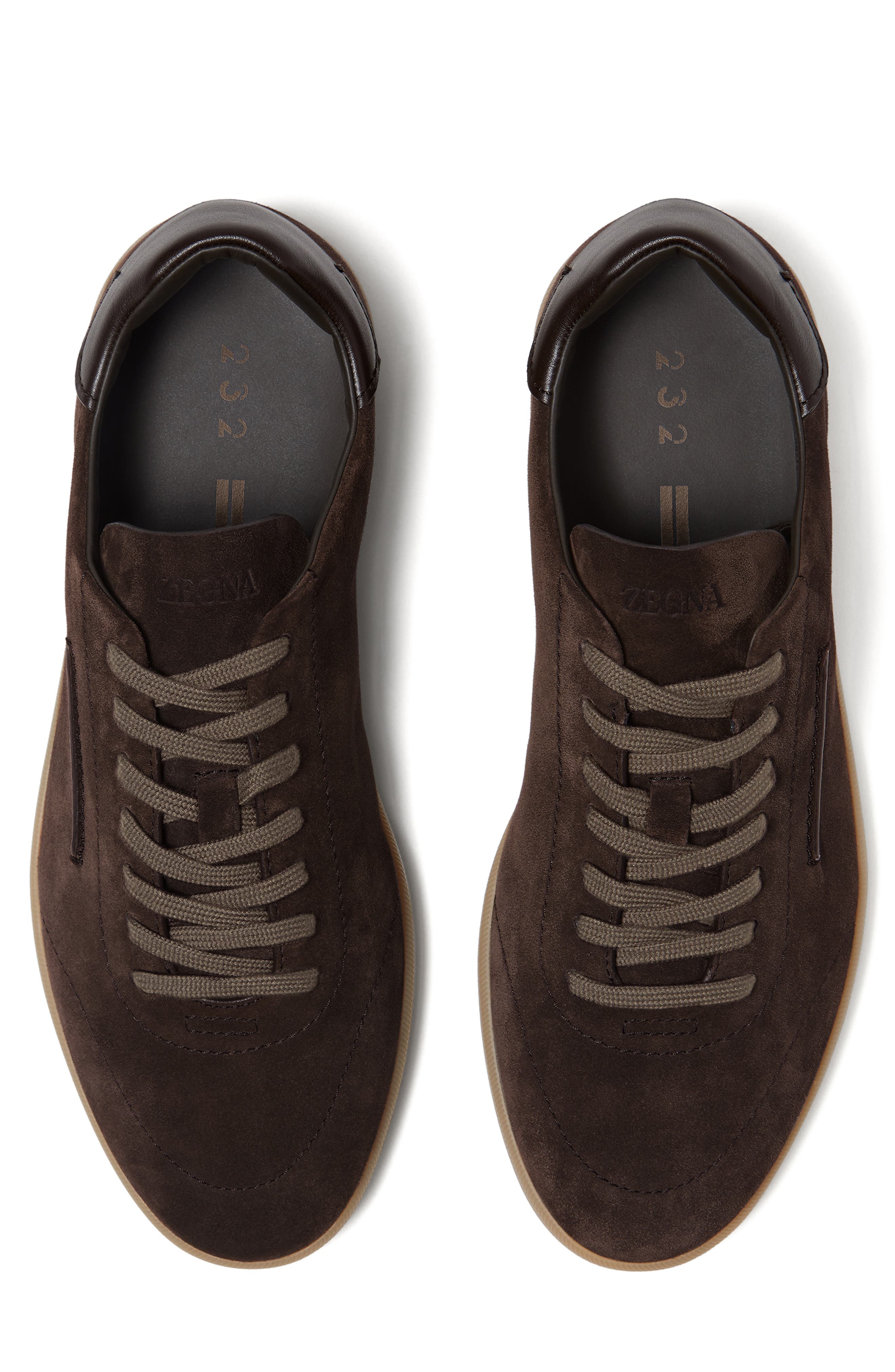 ZEGNA Dark Brown 232 Suede Low Top Sneaker, Alternate, color, 