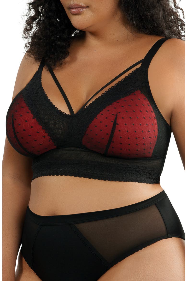 Mia Wire-Free Padded Mesh Bralette, Alternate, color, BLACK