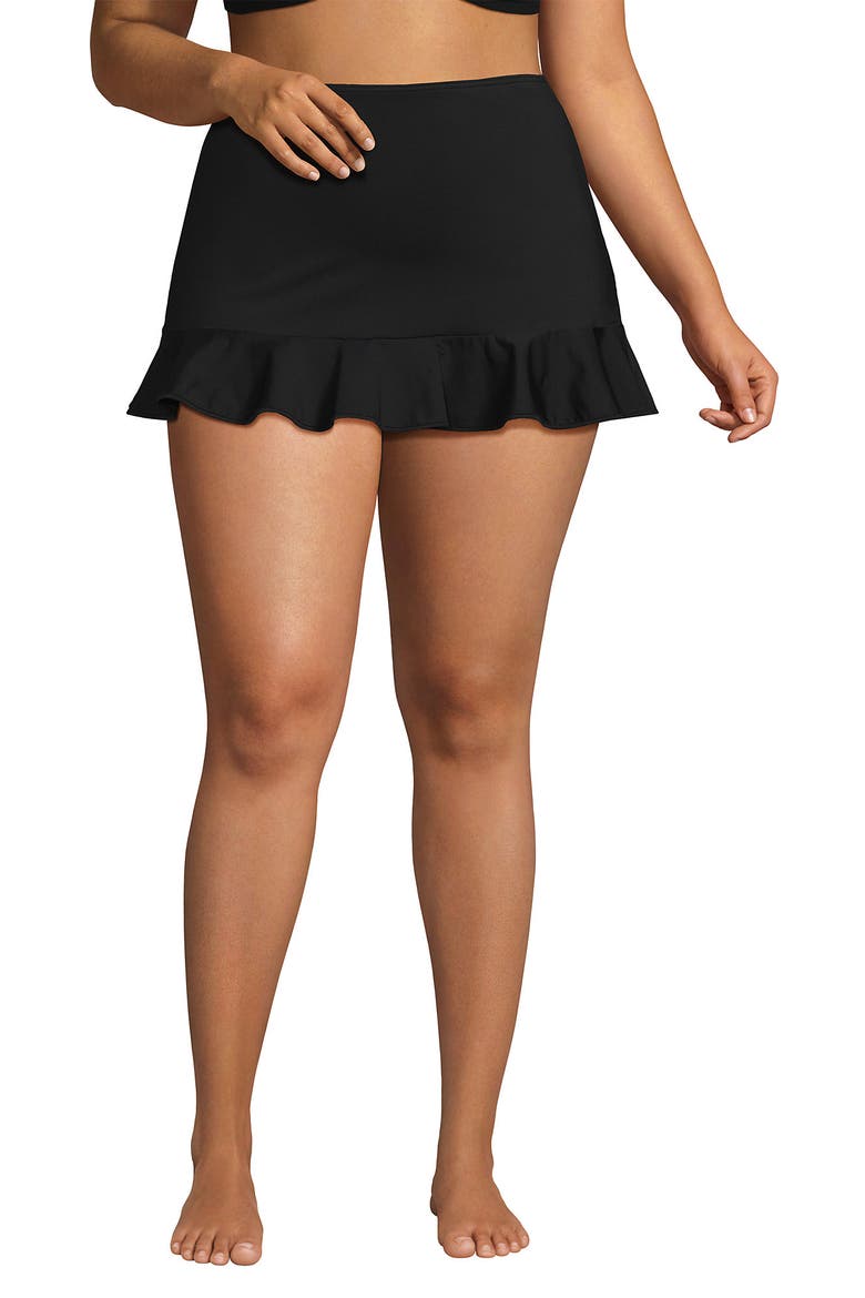 Ruffle Hem Mini Swim Skirt, Main, color, Black