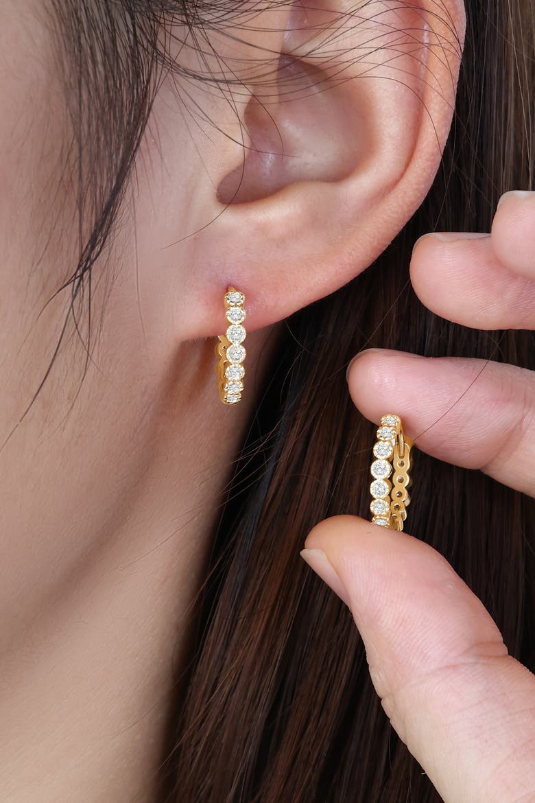 Shimmer Huggie Hoop Earrings, Alternate, color, 18k Gold Plated