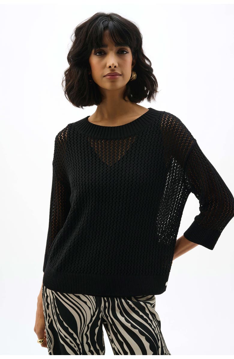 JOSEPH RIBKOFF Acrylic Blend Open Stitch Sweater, Main, color, Black