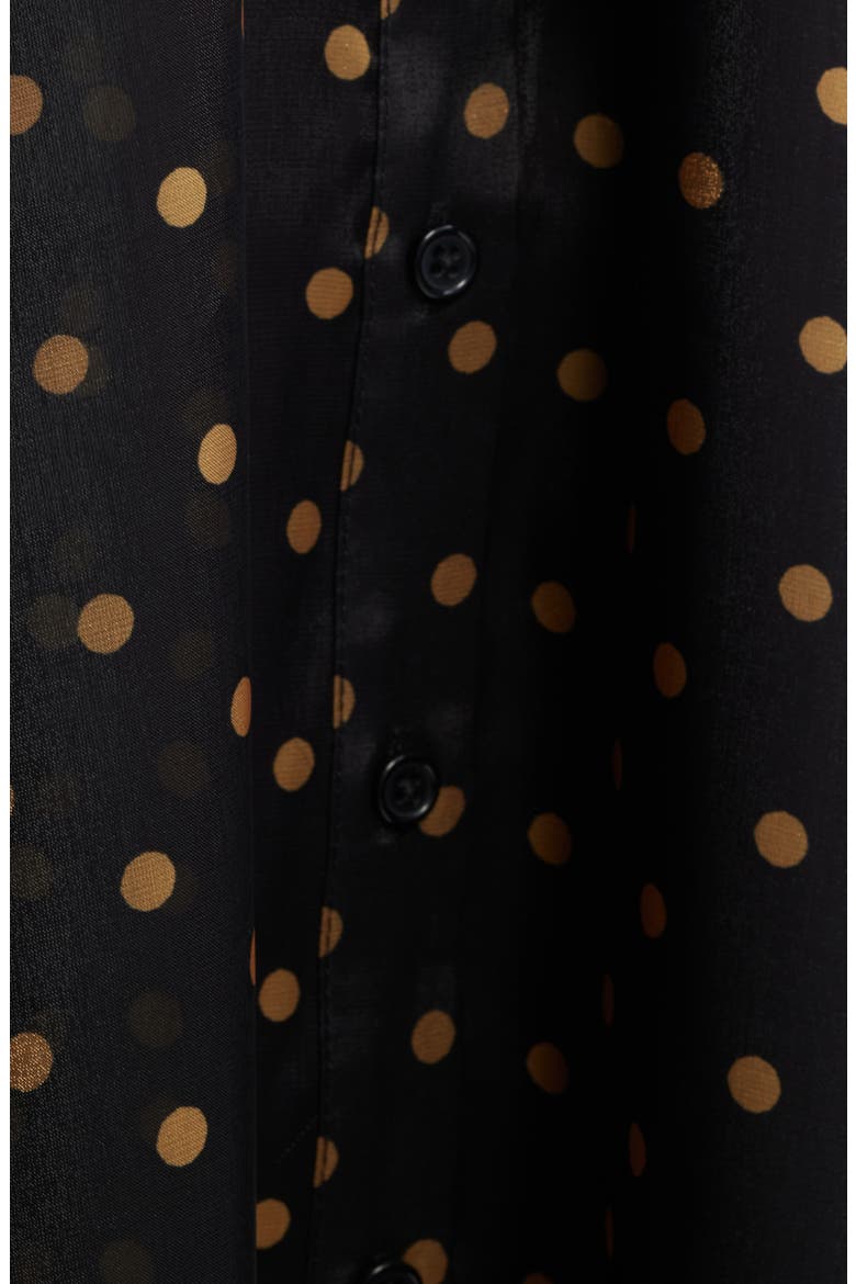 Polka Dot Long Sleeve Sheer Shirtdress, Alternate, color, BLACK GOLD