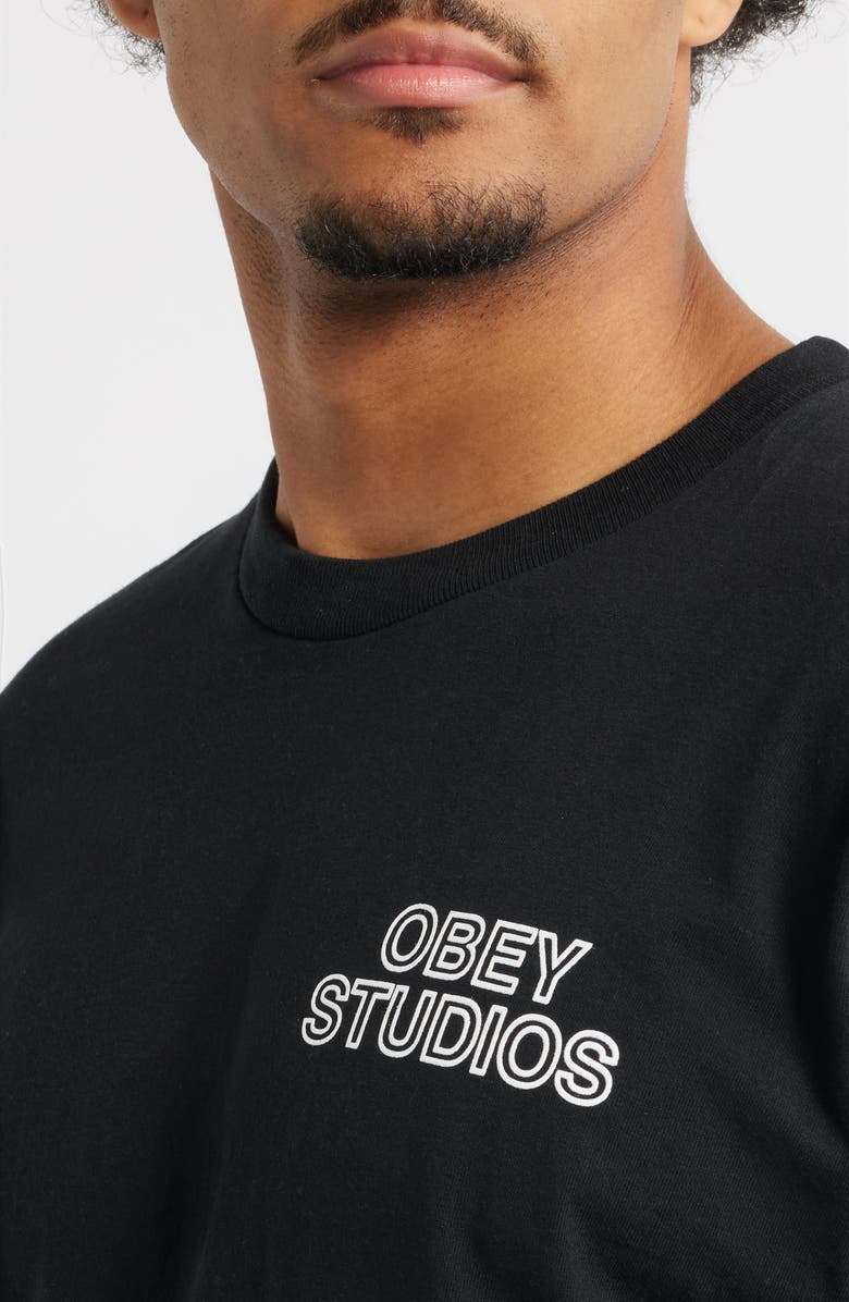 Obey Studios Statue Graphic T-Shirt, Alternate, color, Black