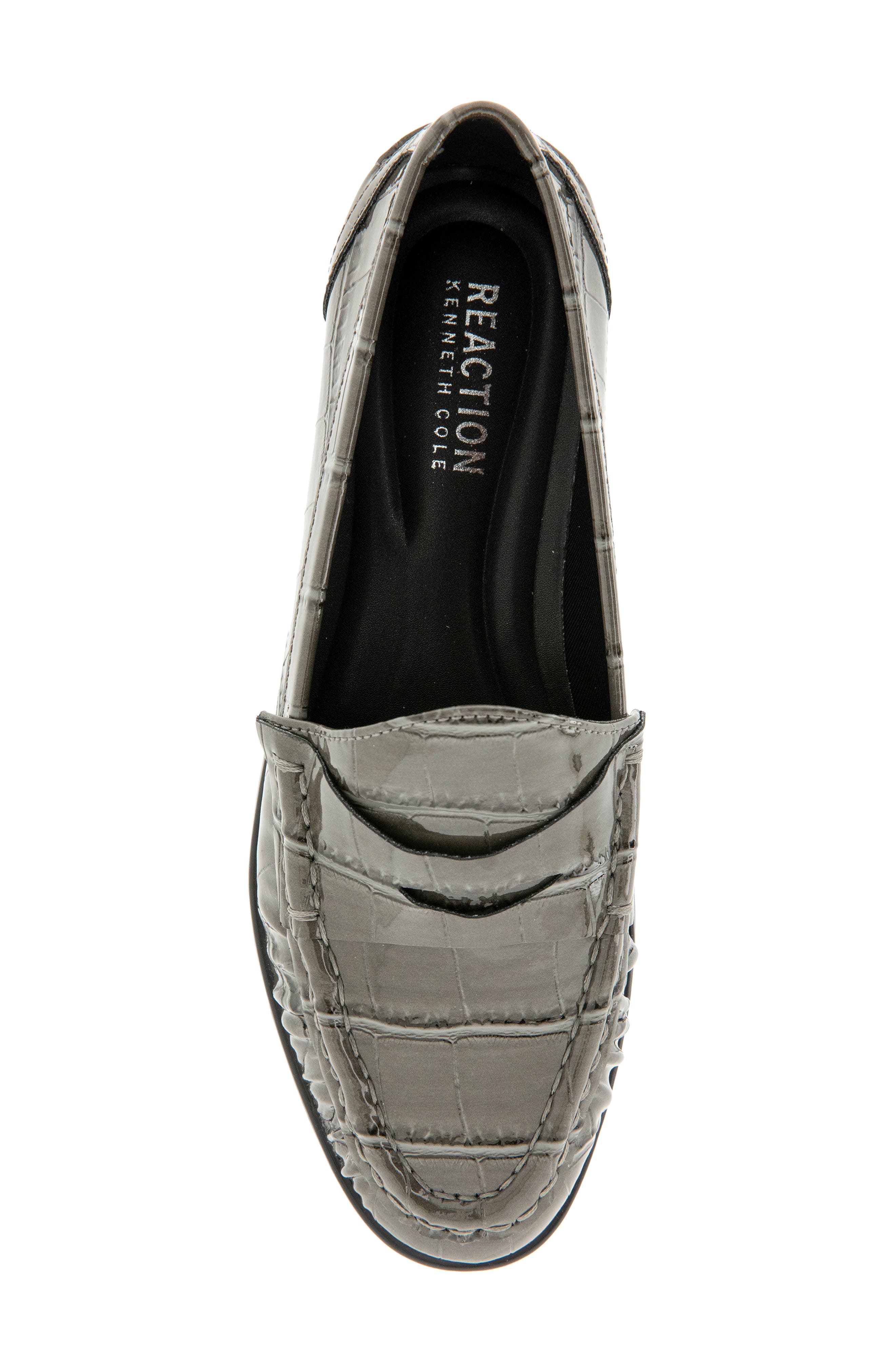 Zoila Penny Loafer, Alternate, color, DARK GREY CROCO