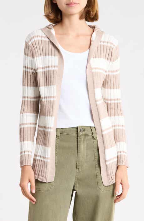 Striped Open Front Cardigan