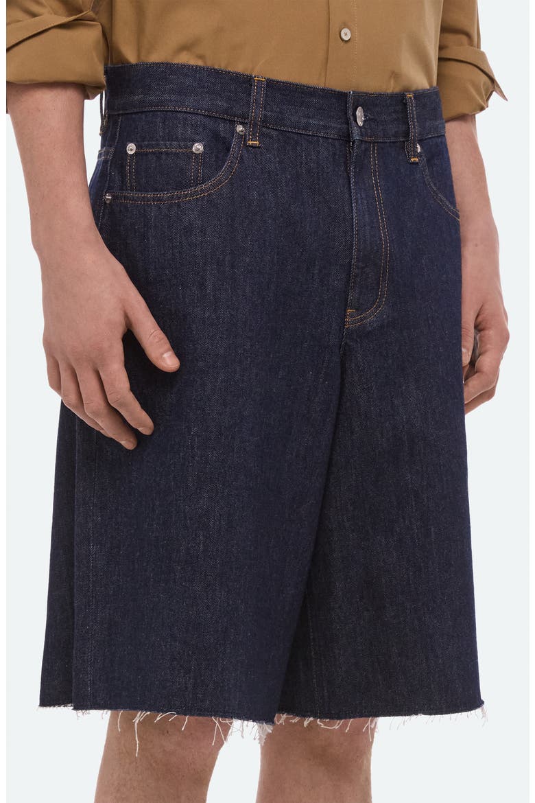 Oversize Raw Hem Denim Shorts, Alternate, color, RINSED INDIGO