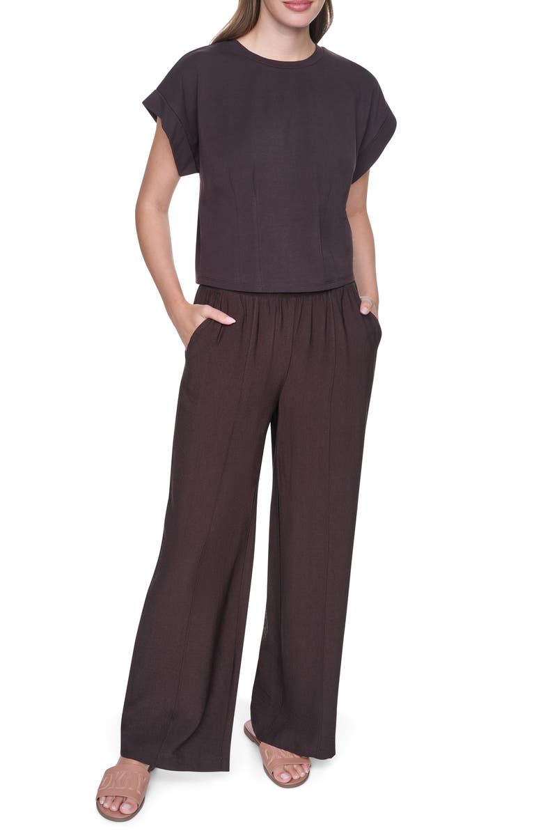 DKNY Crop Shoulder Crop T-Shirt, Alternate, color, Tobacco