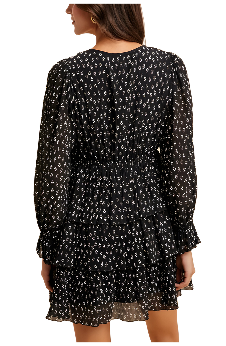 Knit and Lounge Velvet Bow Detail Tiered Mini Dress, Alternate, color,