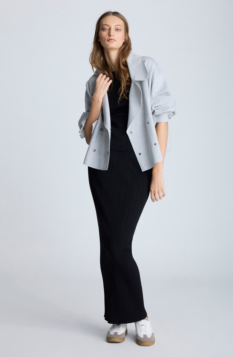 Kenneth Cole Heathered Snap Front Short Trench Coat, Alternate, color, 