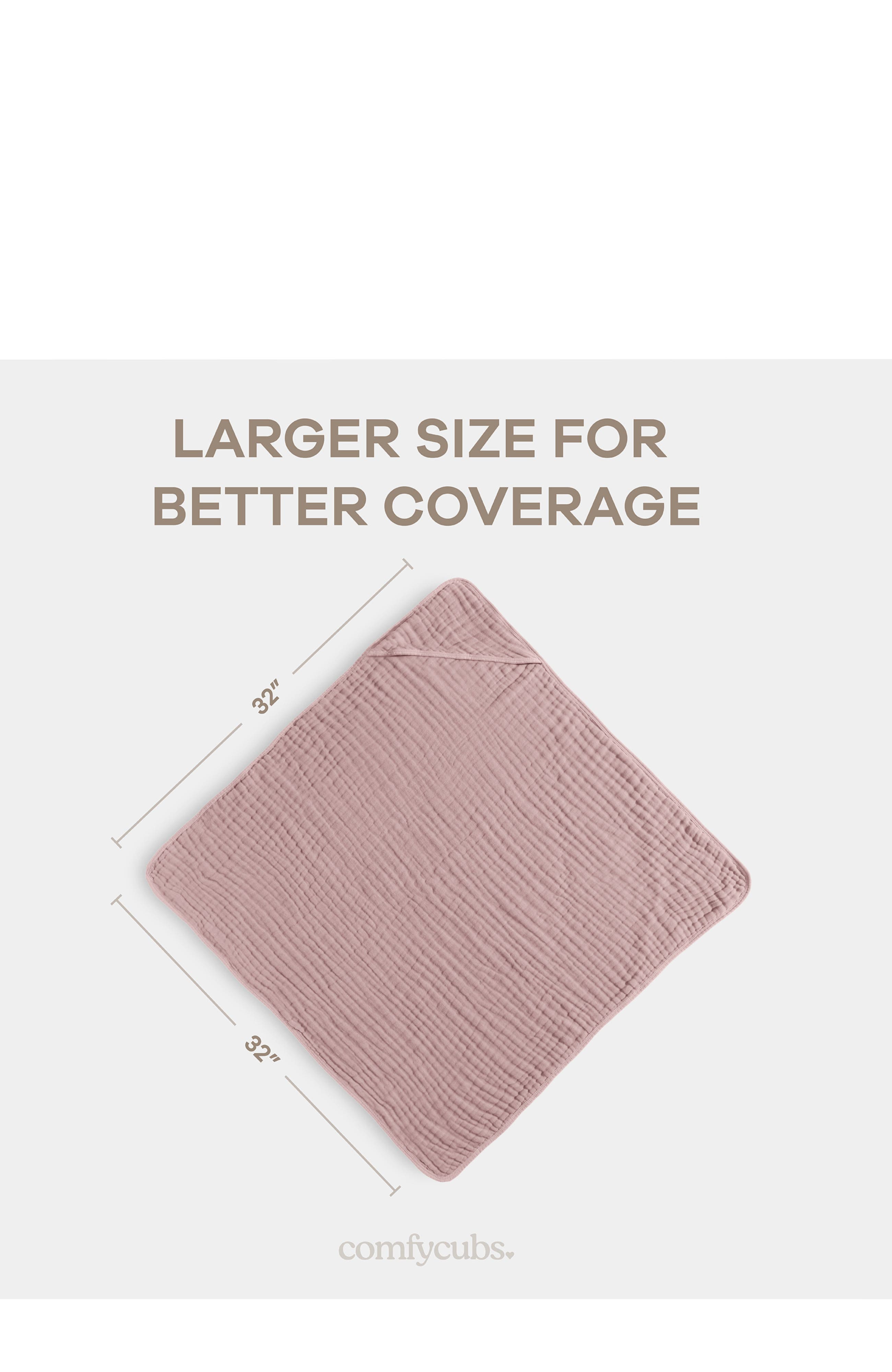 Comfy Cubs Hooded Baby Towels - 6 Layers, Pack of 2 in Mauve And Blush 