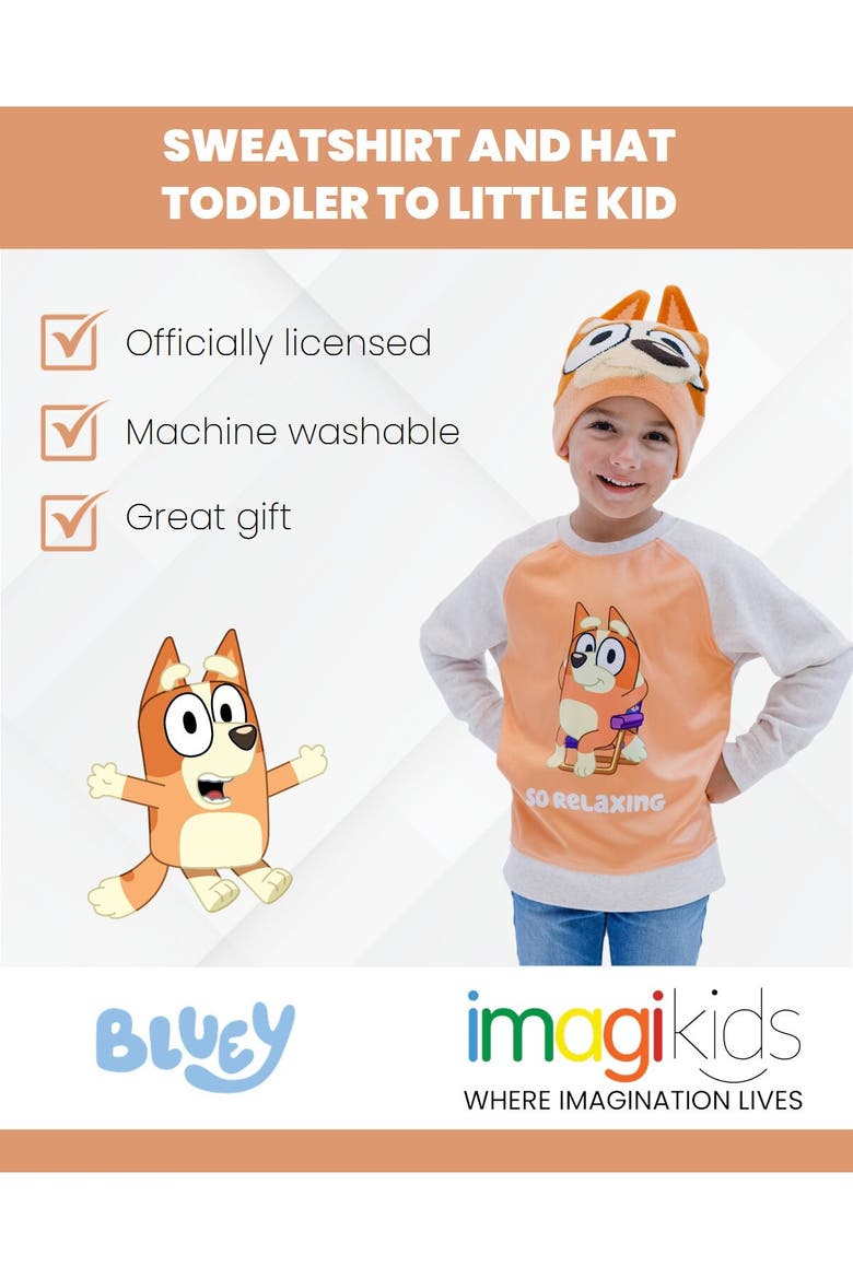 2-Piece Fleece Sweatshirt and Hat Set, Alternate, color, Oatmeal Peach Bingo