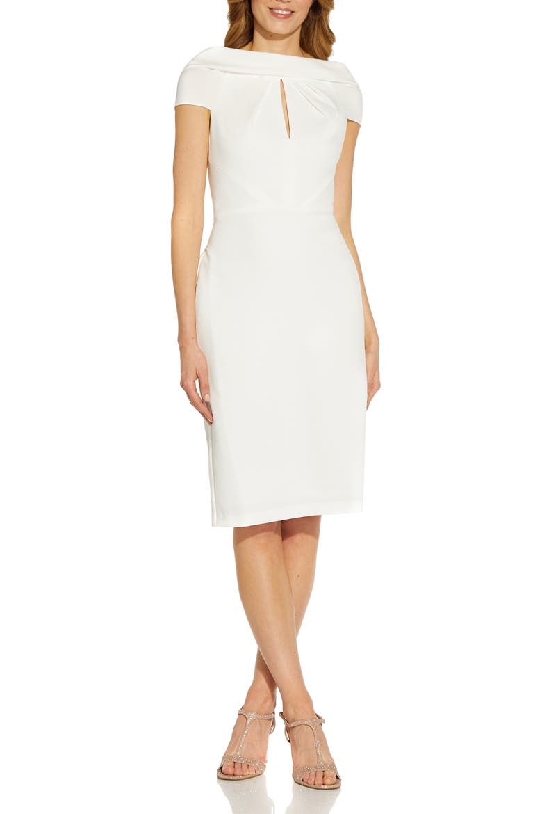 Crepe Tie Back Sheath Dress, Main, color, IVORY