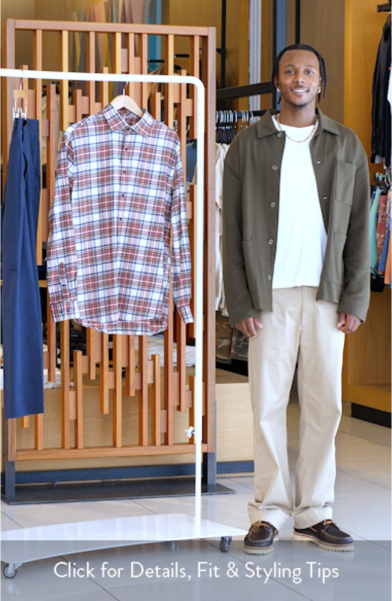 Knick Plaid Stretch Cotton-Blend Flannel Button-Up Shirt, sales video thumbnail