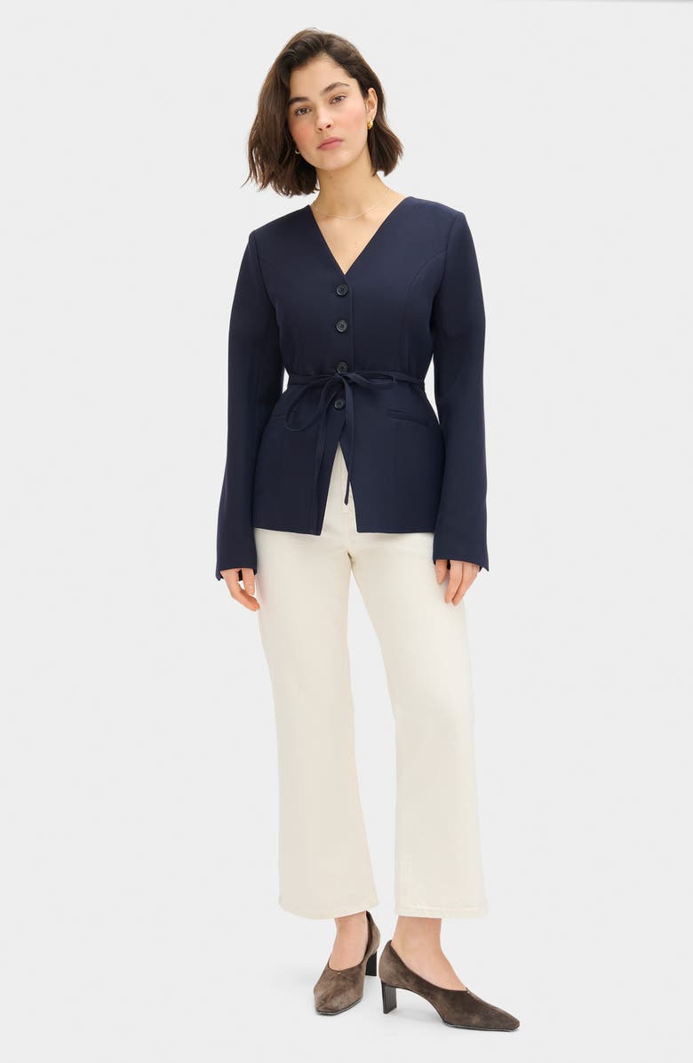 ALIGNE Parker Collarless Jacket, Alternate, color, Navy