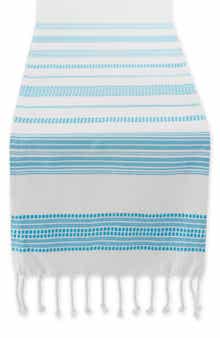 Design Imports Surfrider Stripe Fringe Cotton Table Runner