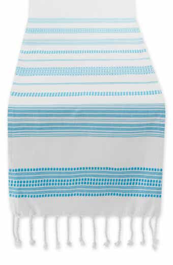 Design Imports Surfrider Stripe Fringe Cotton Table Runner