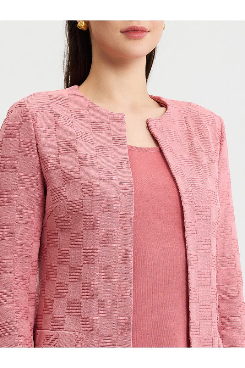 Tailored Tonal Checkered Knit Jacket, Alternate, color, Honey Suckle