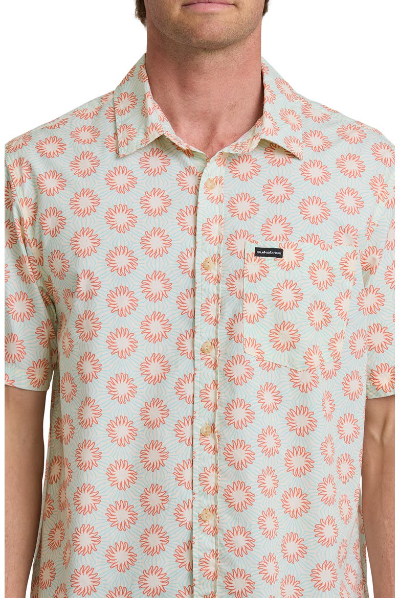 Ocean Mayhem Classic Sun Print Short Sleeve Cotton Button-Up Shirt, Alternate, color, BONE WHITE