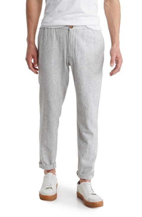 Elastic Waist Linen Blend Trim Fit Pants