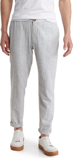 14th & Union Elastic Waist Linen Blend Trim Fit Pants