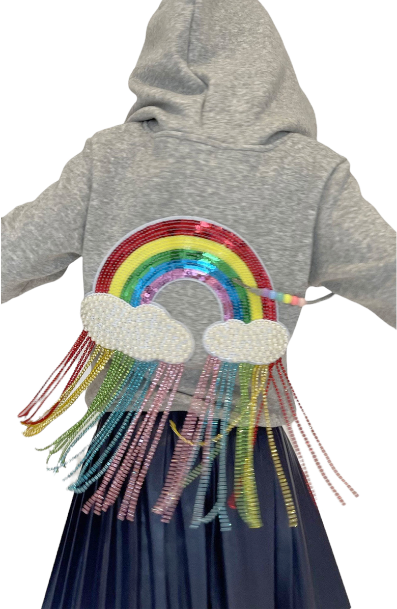 Lola + The Boys Crystal Rainbow Rain Hoodie, Alternate, color,