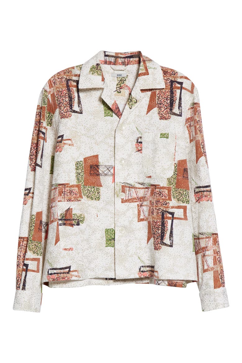 x Marcus Paul Louie Mid Century Motif Button-Up Shirt (Nordstrom Exclusive), Main, color, WHITE/RED