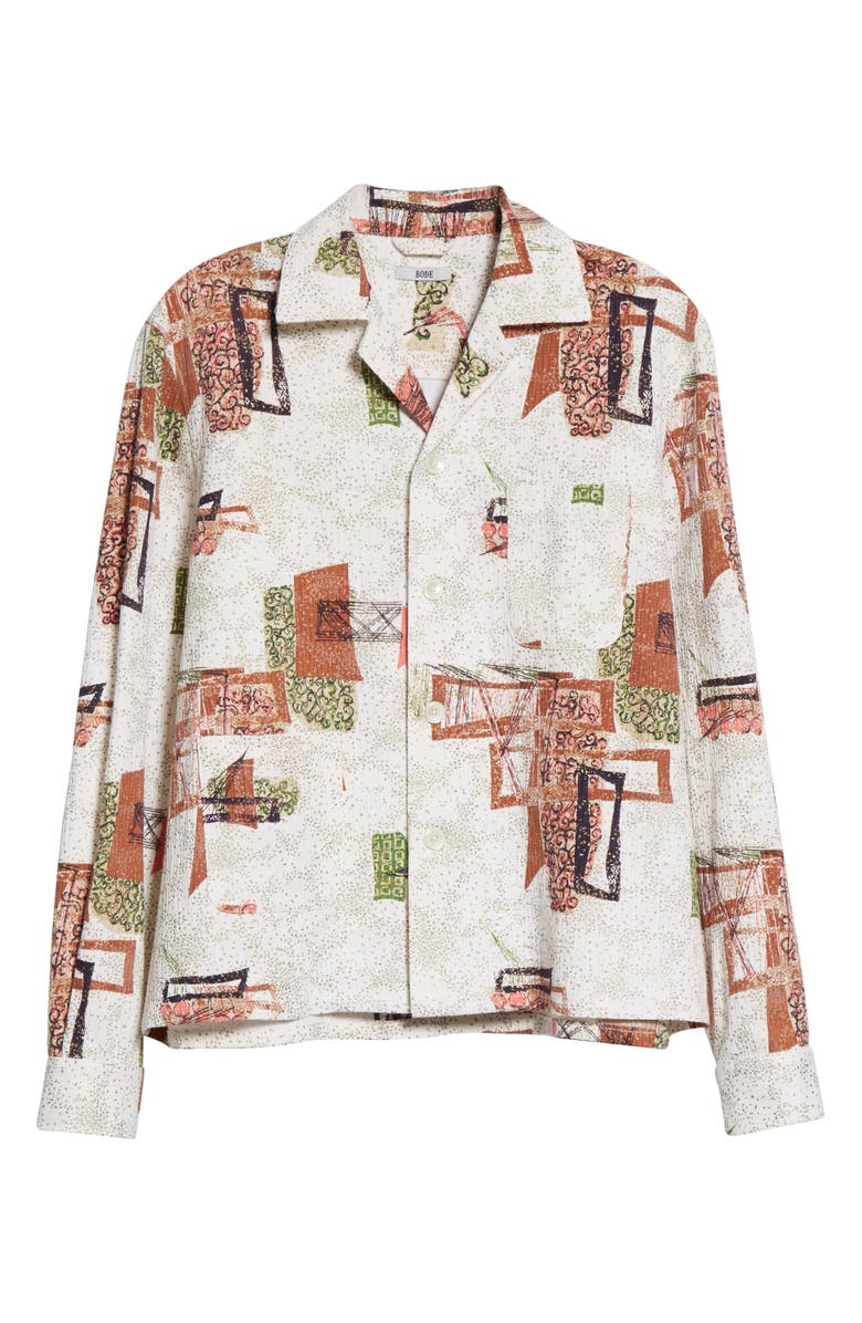 Bode x Marcus Paul Louie Mid Century Motif Button-Up Shirt, Main, color,